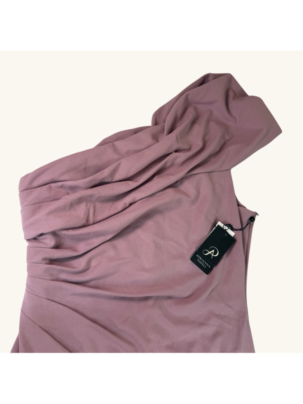 NWT Adrianna Papell Dusty Rose One Shoulder Formal Gown Size 14 Maxi Dress - Picture 7 of 10